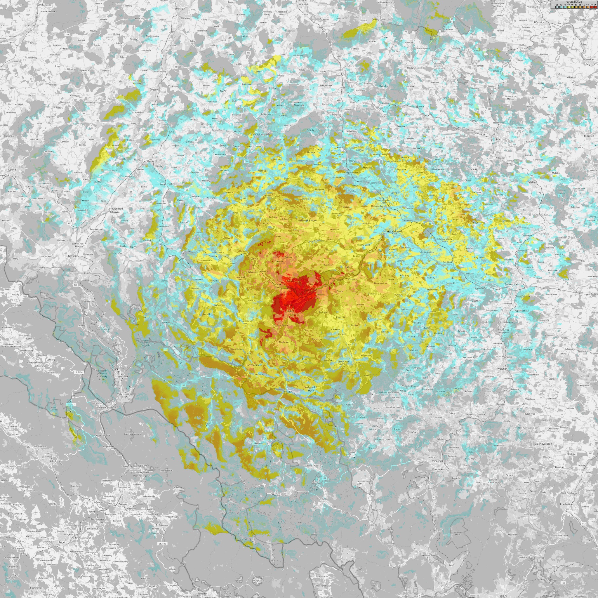 Mapa pokrytí Sušice
